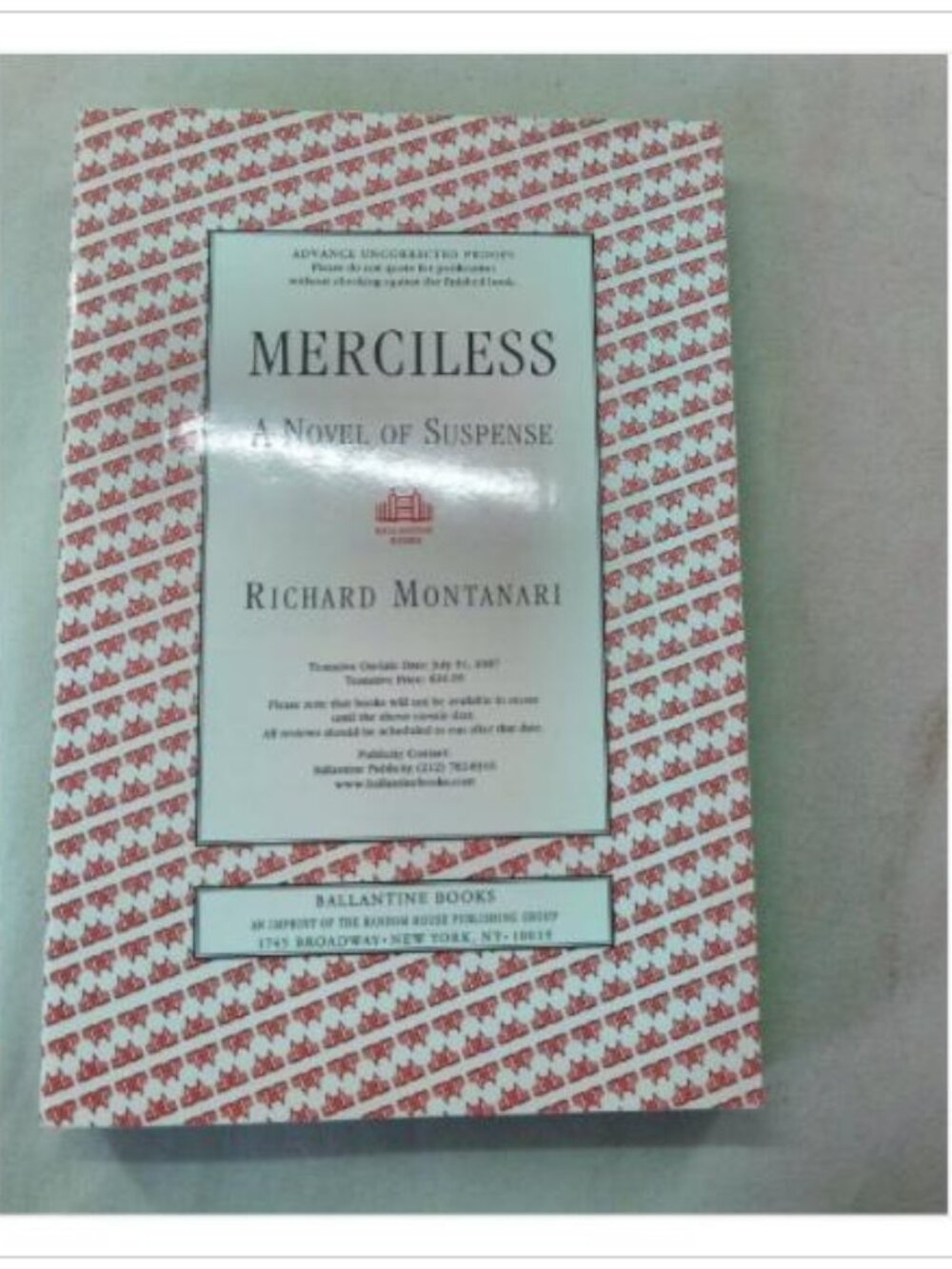 MERCILESS Richard Montanari 2007 First Edition Paperback Book Vintage Novel